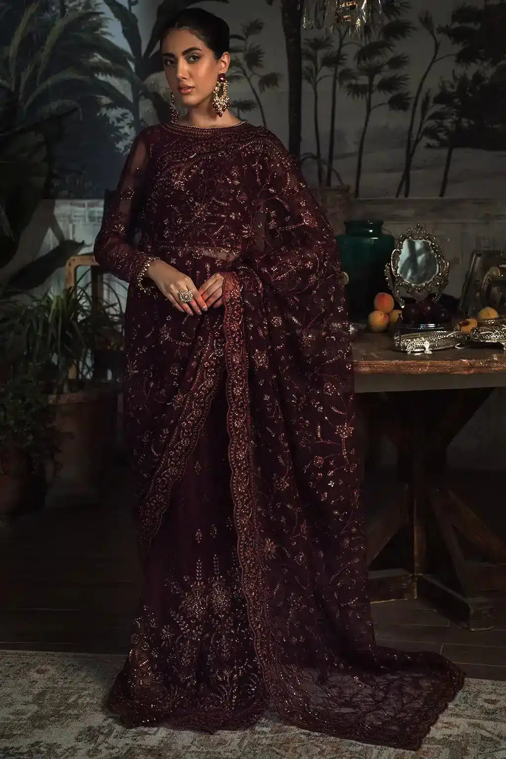 Zarif | LA ROSELLA Formals | ZLR 06 CARMINE - Pakistani Designer Dress - by Zarif | Type: Formal - 100% Original at Saira Sultan
