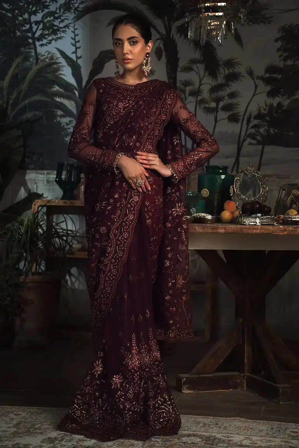 Zarif | LA ROSELLA Formals | ZLR 06 CARMINE - Pakistani Designer Dress - by Zarif | Type: Formal - 100% Original at Saira Sultan