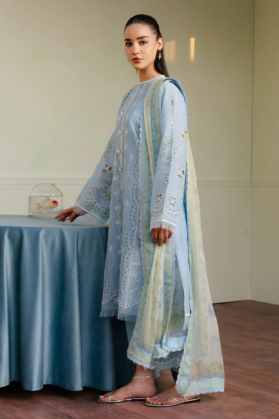 Zara Shahjahan | Coco Lawn 25 | SILAS-5A L Dusty Blue Lawn