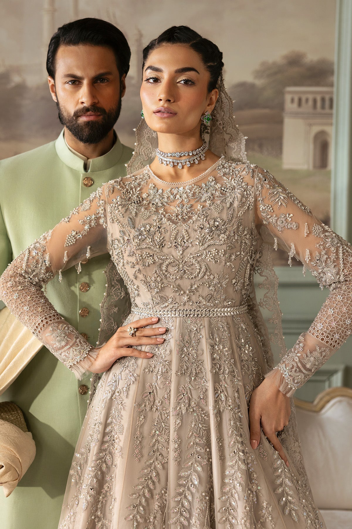 Imrozia Premium | Jashan Bridal Collection | SB-40 Tabaan M Off White Net