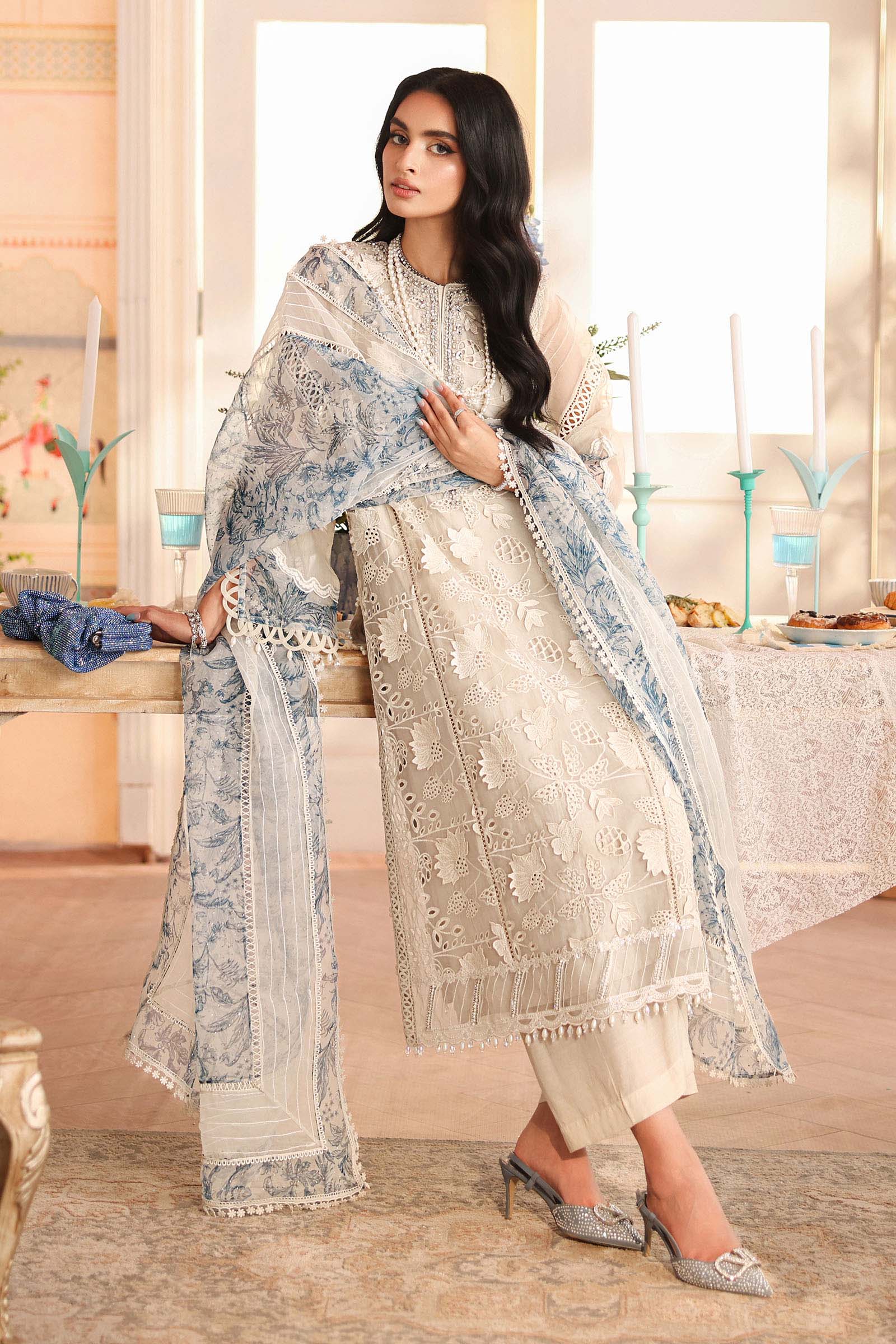 Maria B | Pre Fall Dresses | 3 Piece Embroidered Organza Suit CC - Pakistani Designer Dress - by Maria B - Type : Ladies Clothes - 100% Original at Saira Sultan