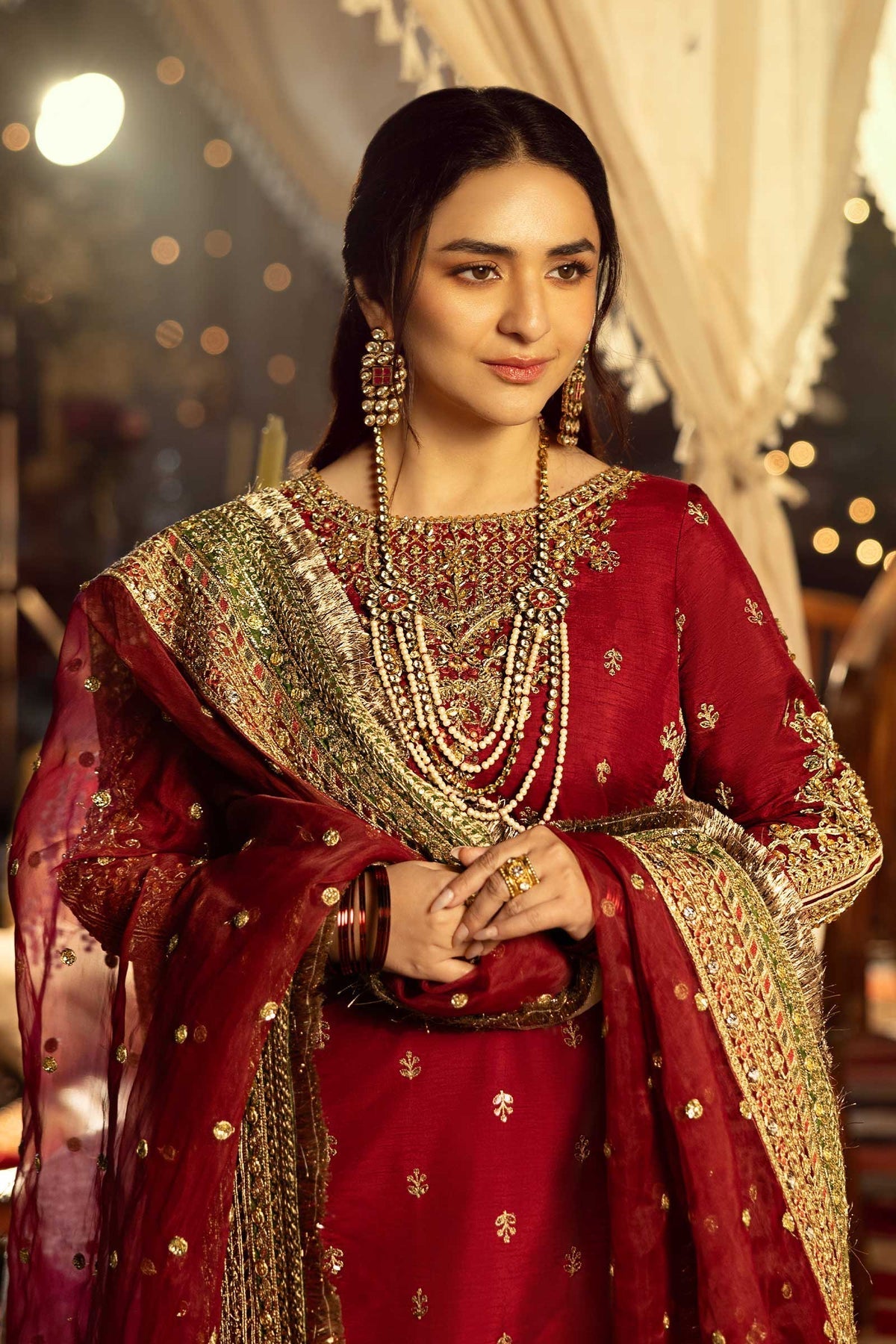 Maria B | Formal Wears | SF-EF25-01 XL Maroon Raw Silk