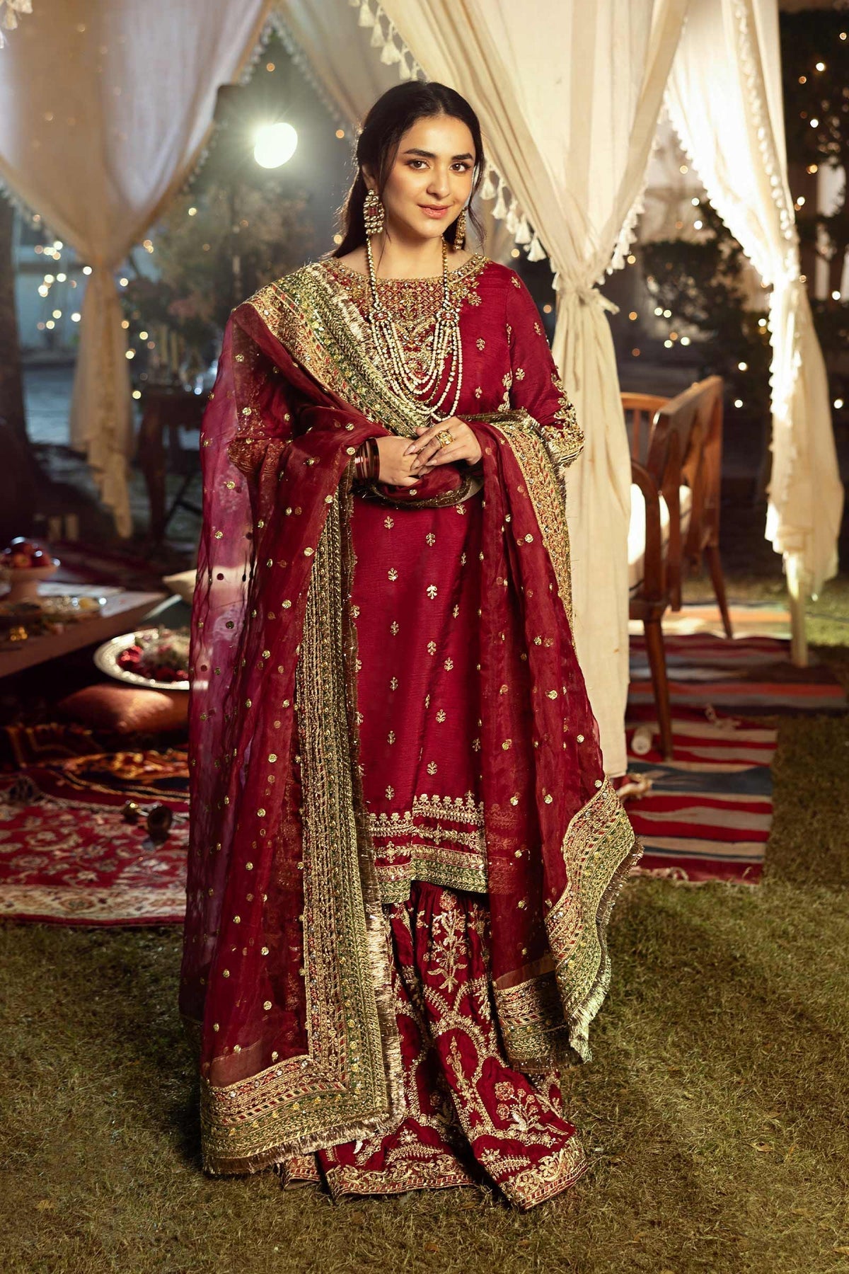 Maria B | Formal Wears | SF-EF25-01 S Maroon Raw Silk