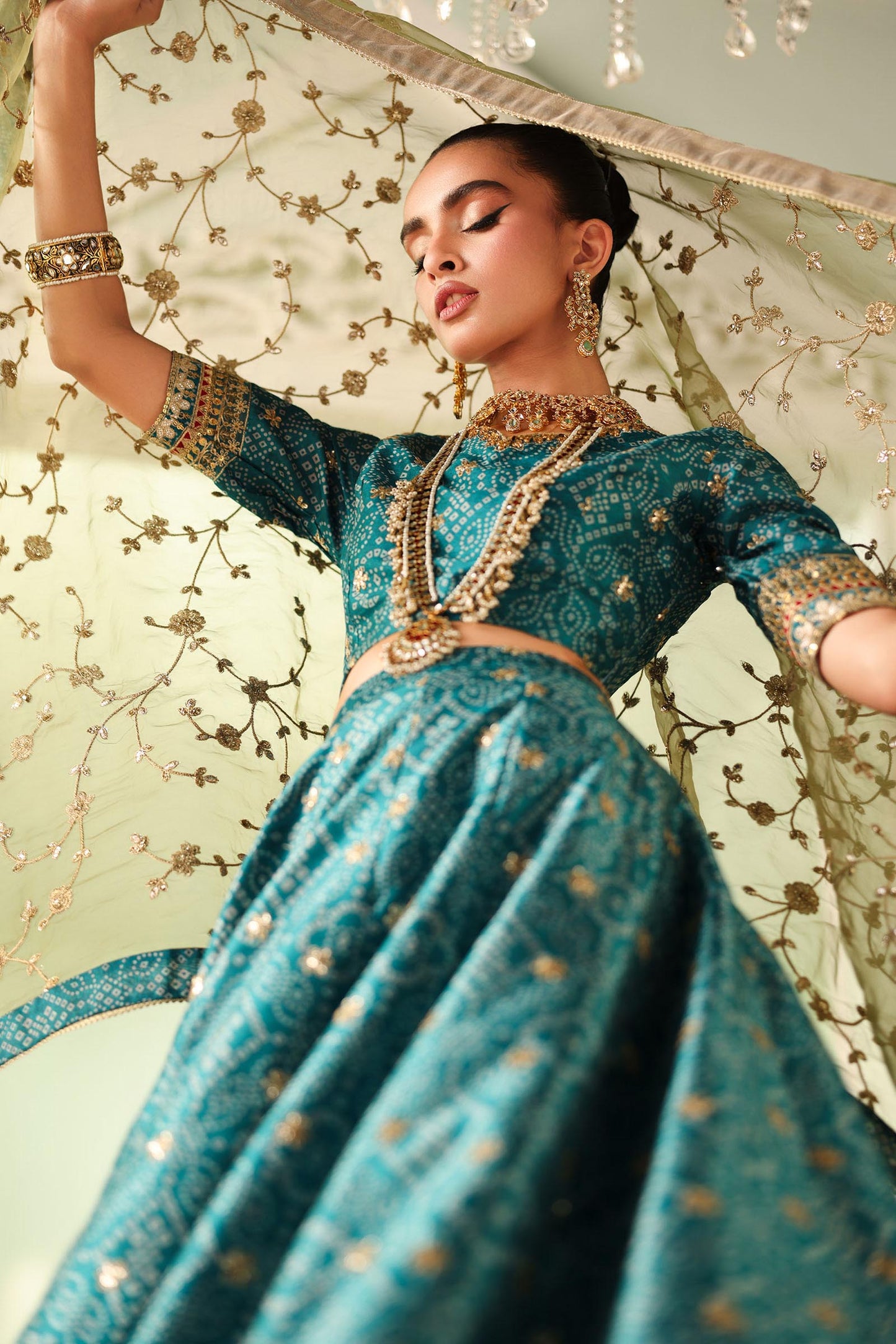 Maria B | Pre Fall Dresses | 3 Piece Embroidered Raw Silk Suit Teal Green - Pakistani Designer Dress - by Maria B - Type : Ladies Clothes - 100% Original at Saira Sultan