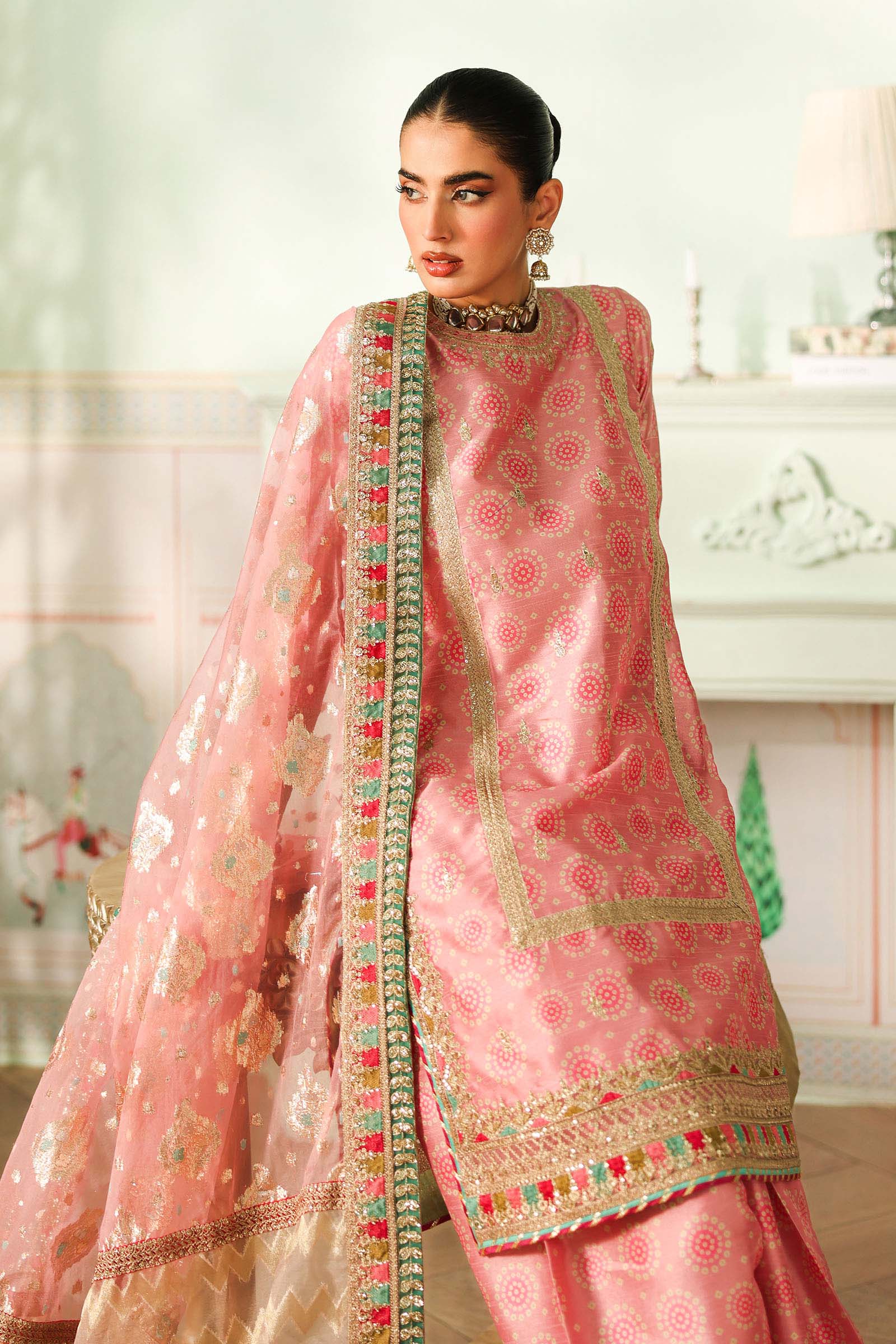 Maria B | Pre Fall Dresses | 3 Piece Embroidered Raw Silk Suit JJ - Pakistani Designer Dress - by Maria B - Type : Ladies Clothes - 100% Original at Saira Sultan
