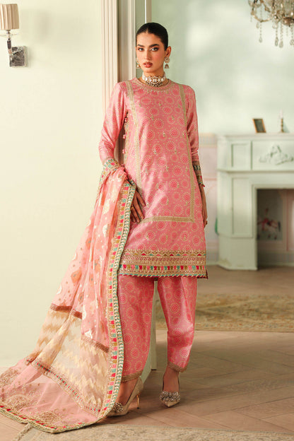 Maria B | Pre Fall Dresses | 3 Piece Embroidered Raw Silk Suit JJ - Pakistani Designer Dress - by Maria B - Type : Ladies Clothes - 100% Original at Saira Sultan