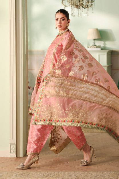 Maria B | Pre Fall Dresses | 3 Piece Embroidered Raw Silk Suit JJ - Pakistani Designer Dress - by Maria B - Type : Ladies Clothes - 100% Original at Saira Sultan