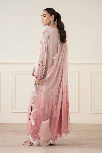 Maria B | Pre Fall Dresses | 3 Piece Embroidered Chiffon Suit Pink - Pakistani Designer Dress - by Maria B - Type : Ladies Clothes - 100% Original at Saira Sultan