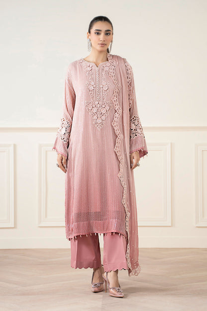 Maria B | Pre Fall Dresses | 3 Piece Embroidered Chiffon Suit Pink - Pakistani Designer Dress - by Maria B - Type : Ladies Clothes - 100% Original at Saira Sultan
