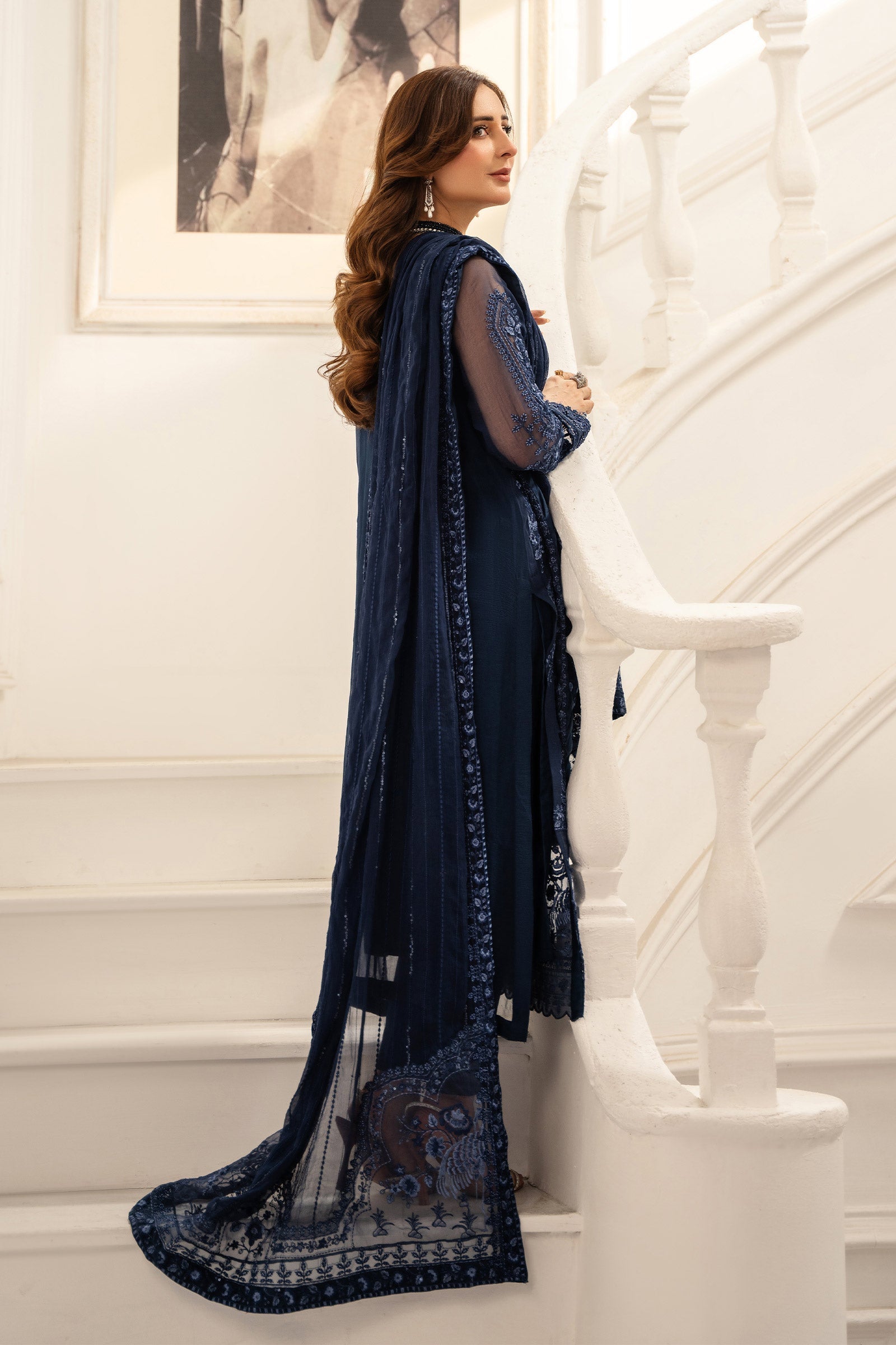 Maria B | Pre Fall Dresses | 3 Piece Embroidered Chiffon Suit RR - Pakistani Designer Dress - by Maria B - Type : Ladies Clothes - 100% Original at Saira Sultan