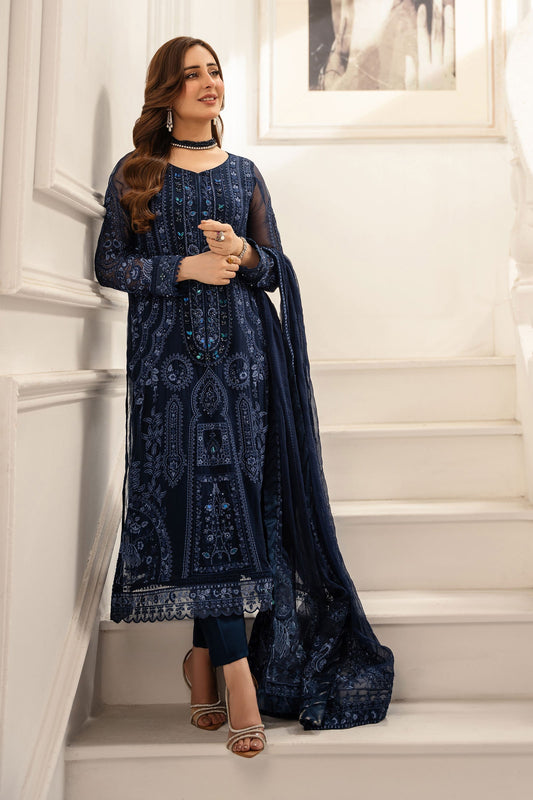 Maria B | Pre Fall Dresses | 3 Piece Embroidered Chiffon Suit RR - Pakistani Designer Dress - by Maria B - Type : Ladies Clothes - 100% Original at Saira Sultan