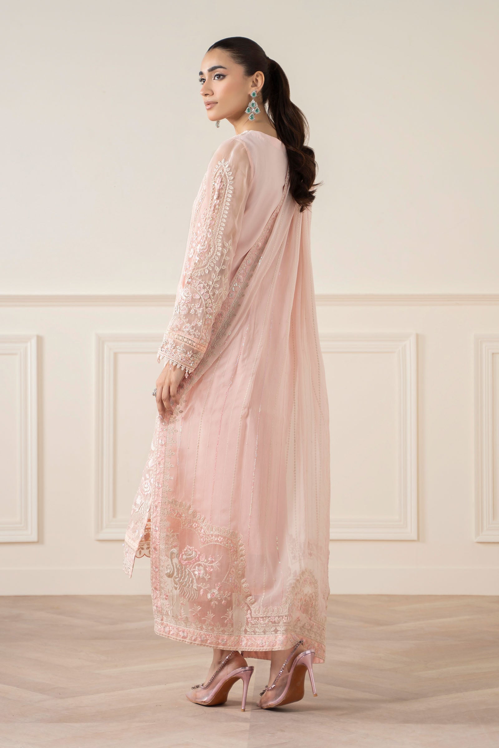 Maria B | Pre Fall Dresses | 3 Piece Embroidered Chiffon Suit OO - Pakistani Designer Dress - by Maria B - Type : Ladies Clothes - 100% Original at Saira Sultan