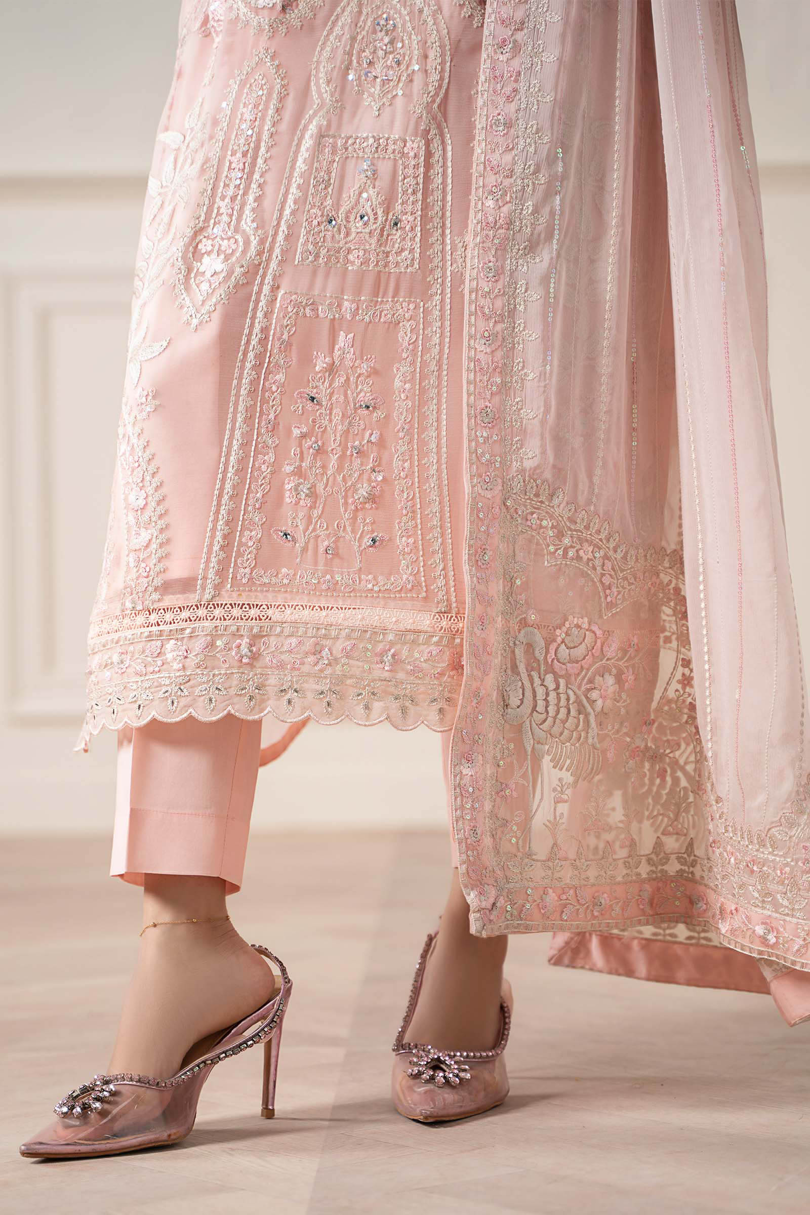 Maria B | Pre Fall Dresses | 3 Piece Embroidered Chiffon Suit OO - Pakistani Designer Dress - by Maria B - Type : Ladies Clothes - 100% Original at Saira Sultan