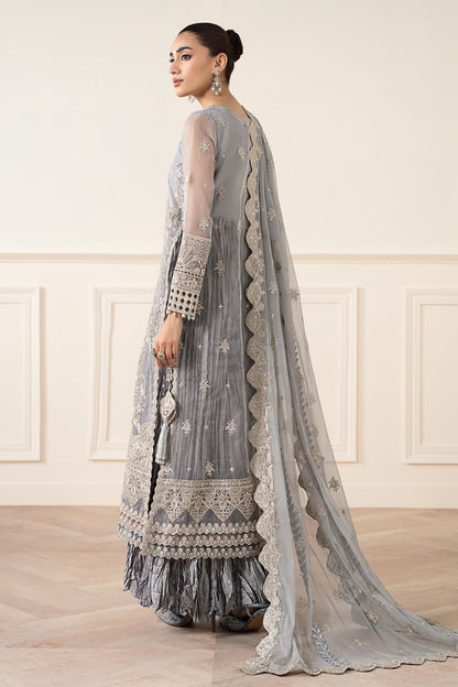 Maria B | Pre Fall Dresses | 3 Piece Embroidered Organza Suit Gray - Pakistani Designer Dress - by Maria B - Type : Ladies Clothes - 100% Original at Saira Sultan