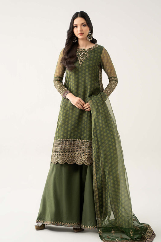 Maria B | Formal Wears | SF-EF23-08R1 XS Olive Green Organza