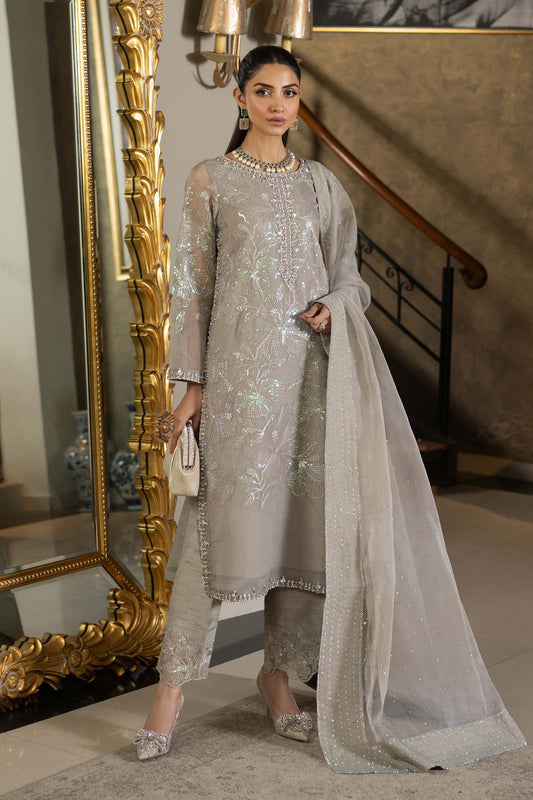 Maria B | Formal Wears | SF-EF25-15 XS Gray Organza