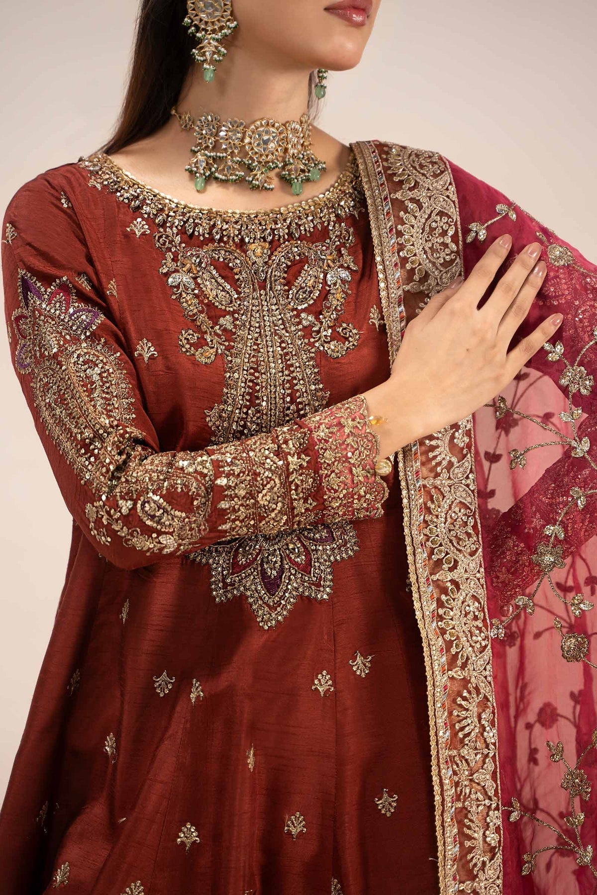 Maria B | Formal Wears | SF-EF25-02 M Red Raw Silk