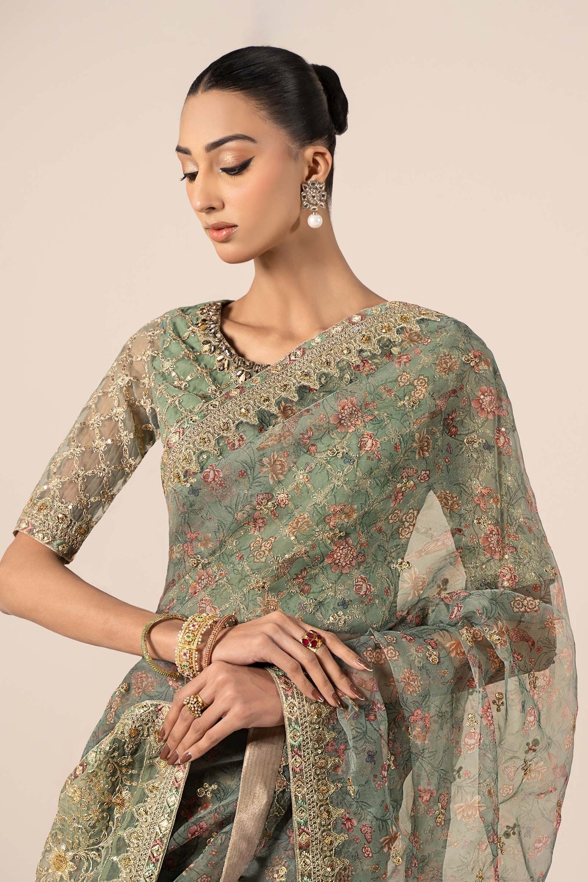 Maria B | Formal Wears | SF-EF25-08 M Green Organza