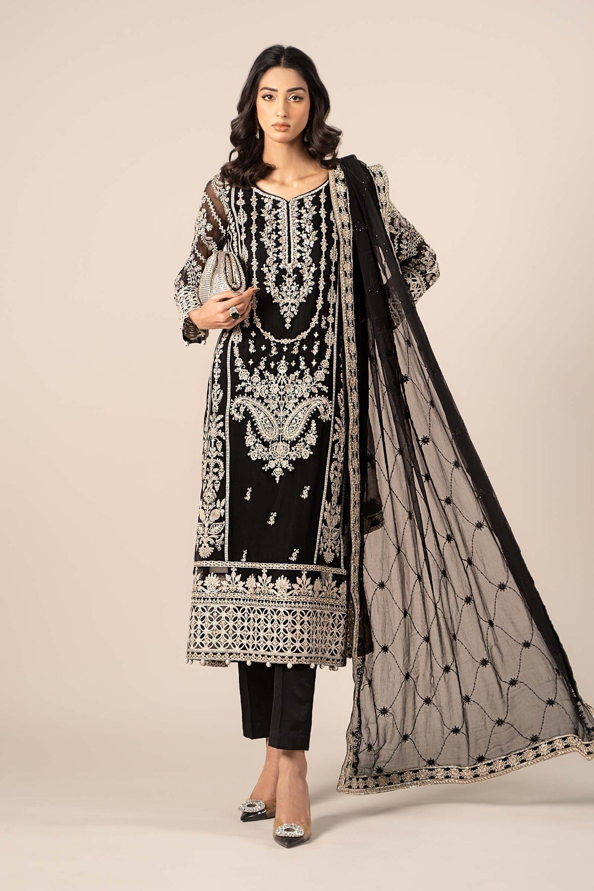 Maria B | Formal Wears | SF-EF25-20 S Black Chiffon