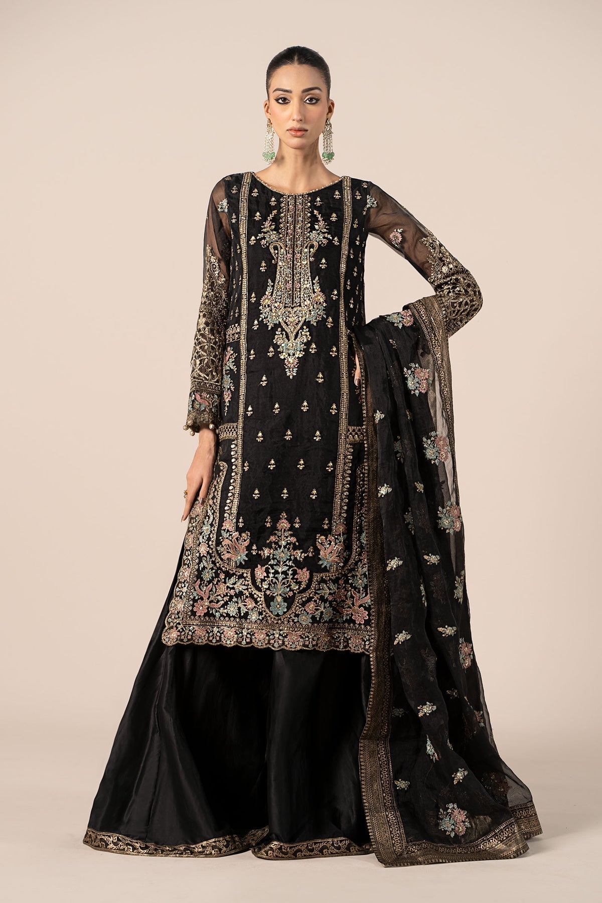 Maria B | Formal Wears | SF-EF25-24 XS Black Organza