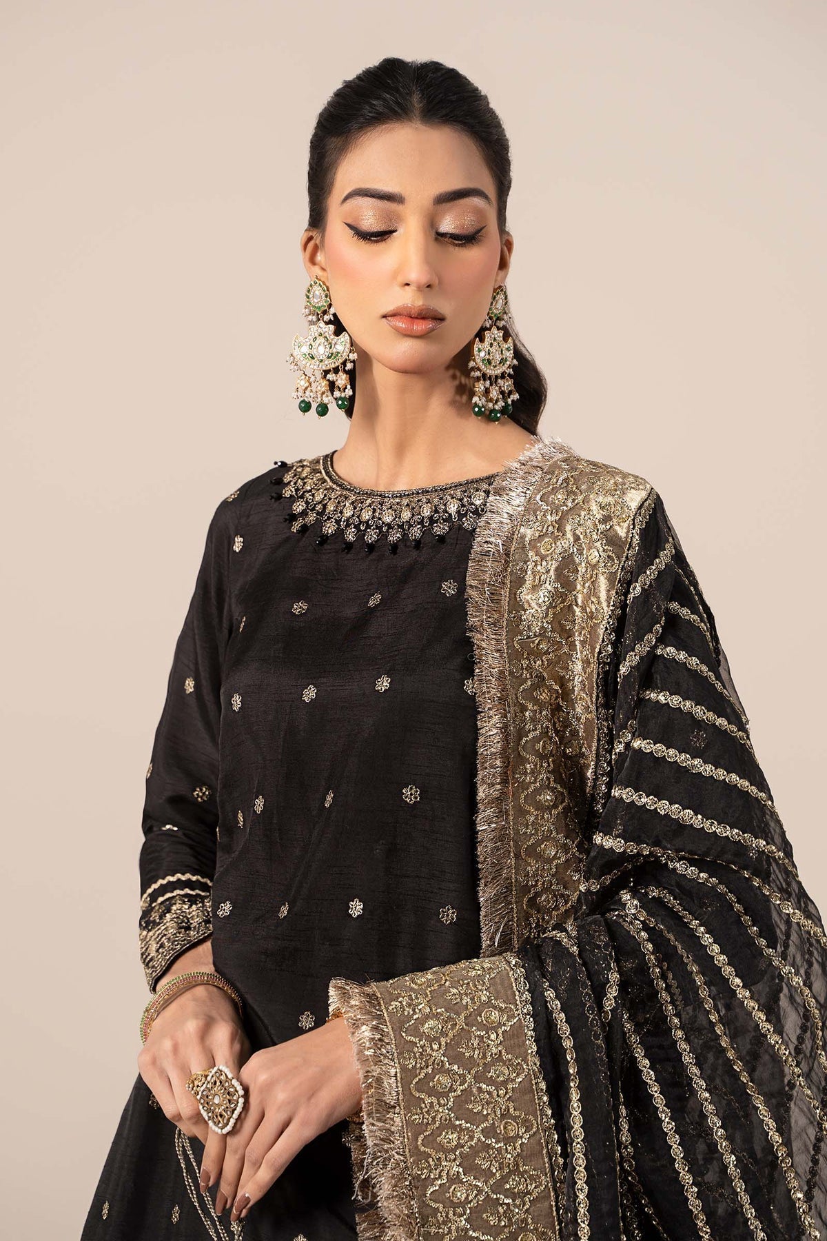 Maria B | Formal Wears | SF-EF25-25 XL Black Raw Silk