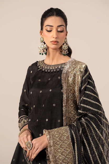 Maria B | Formal Wears | SF-EF25-25 XL Black Raw Silk