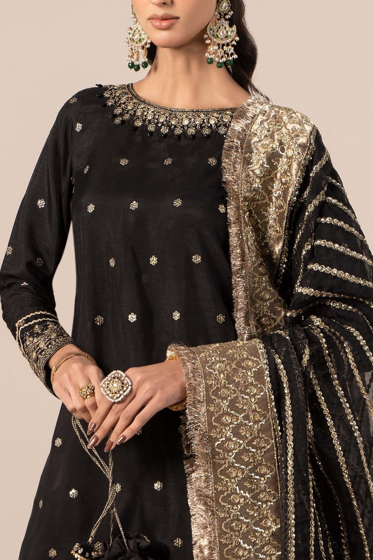 Maria B | Formal Wears | SF-EF25-25 M Black Raw Silk