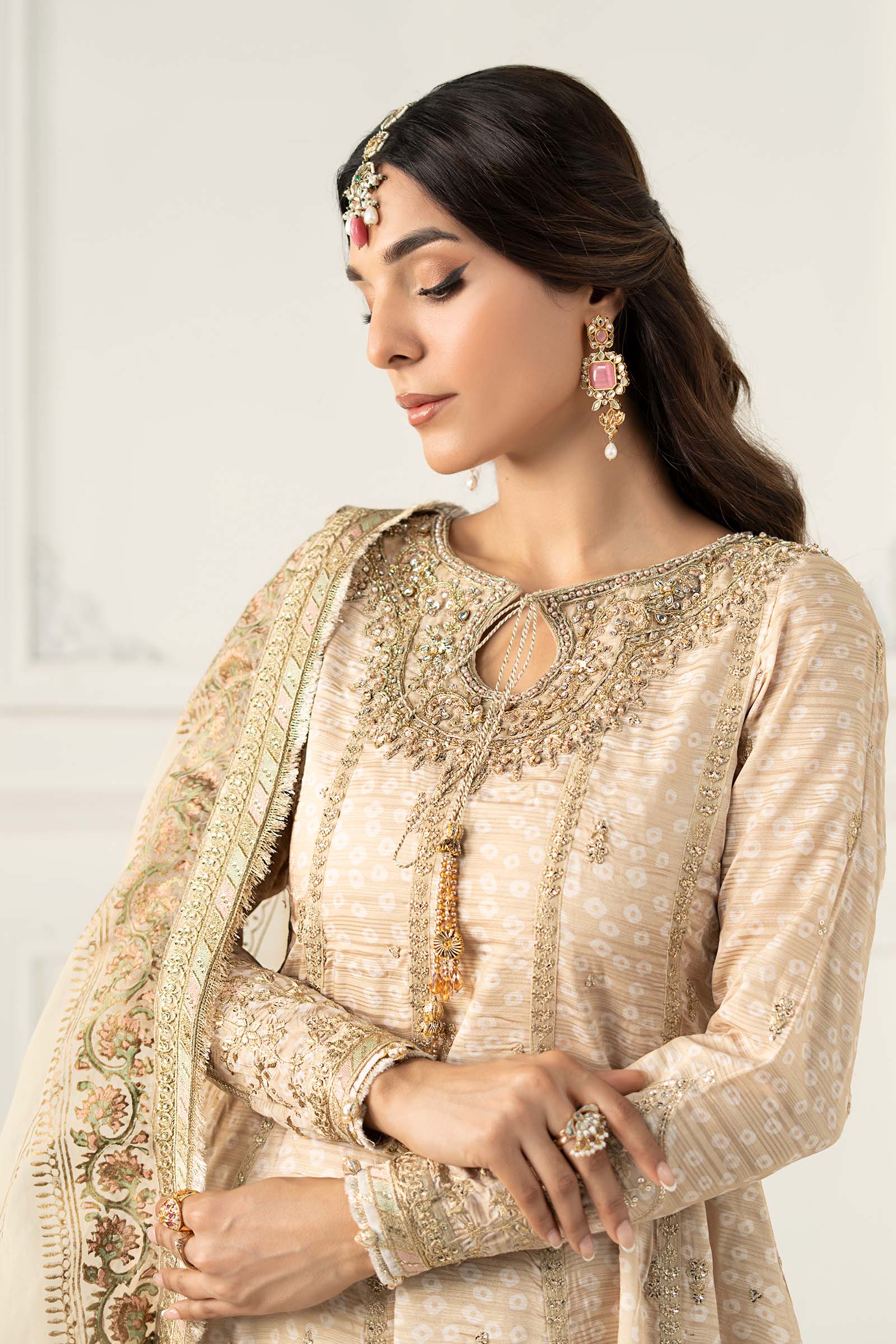 Maria B | Formal Wears | SF-EF25-32 M Beige Raw Silk