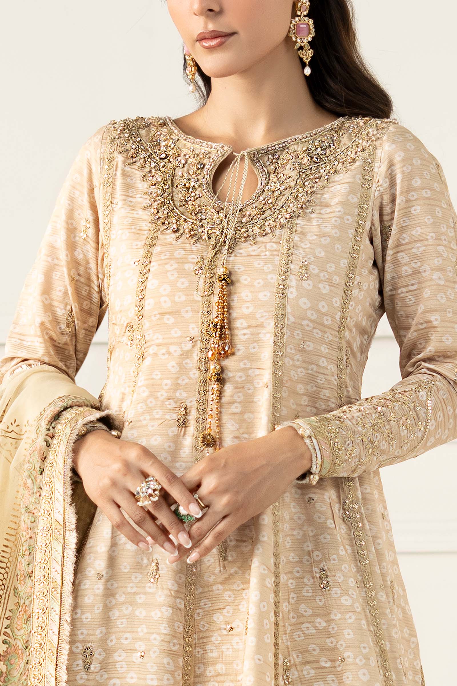Maria B | Formal Wears | SF-EF25-32 L Beige Raw Silk