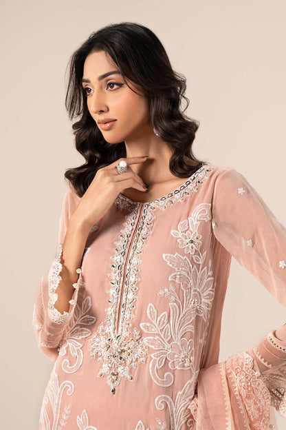 Maria B | Formal Wears | SF-EF25-34 L Peach Chiffon