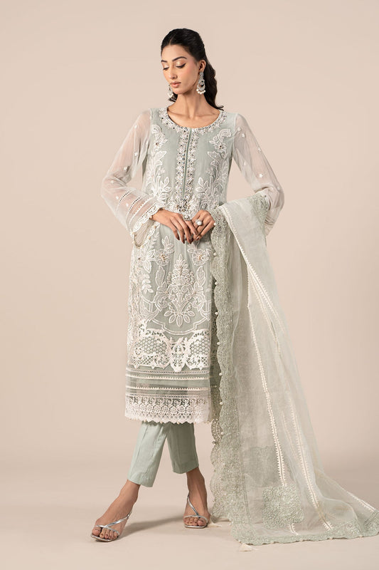 Maria B | Formal Wears | SF-EF25-34 S Ice Blue Chiffon