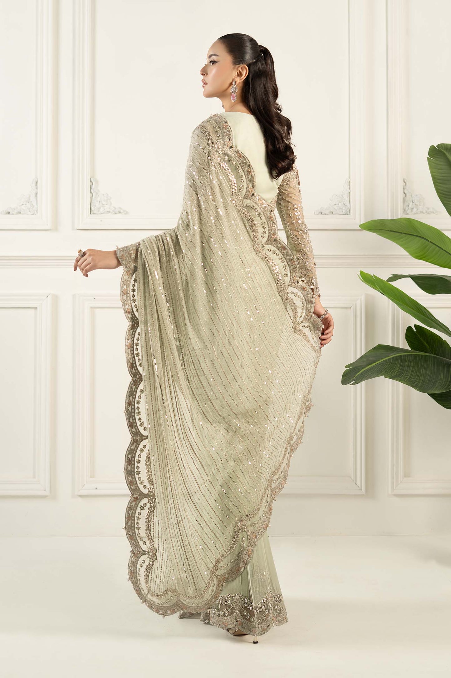 Maria B | Formal Wears | SF-EF25-38 S Pistachio Green Chiffon
