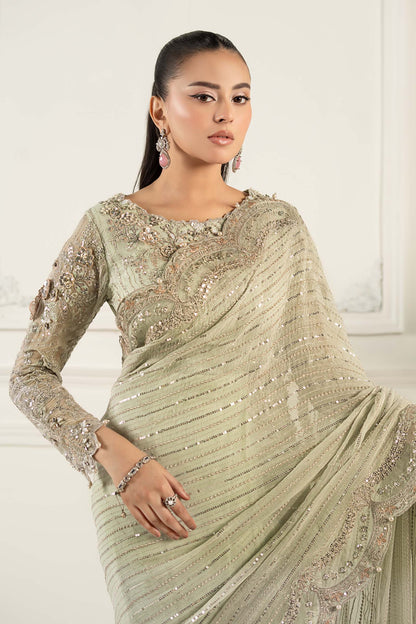 Maria B | Formal Wears | SF-EF25-38 M Pistachio Green Chiffon