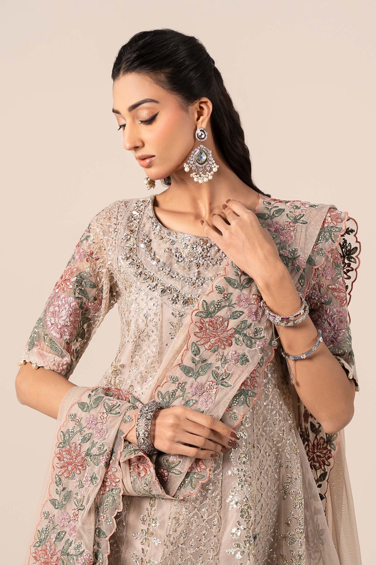 Maria B | Formal Wears | SF-EF25-42 L Gray Organza