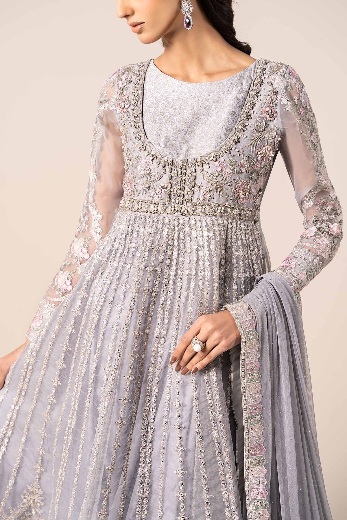 Maria B | Formal Wears | SF-EF25-43 L Ice Blue Organza