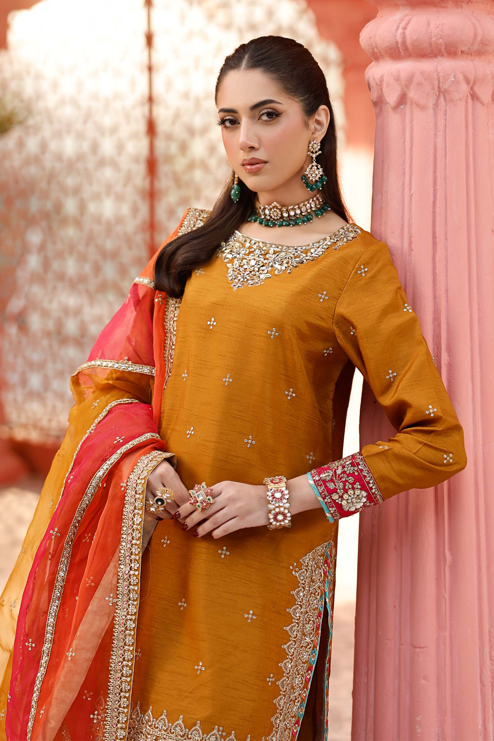 Maria B | Formal Wears | SF-EF25-61 M Mustard Raw Silk