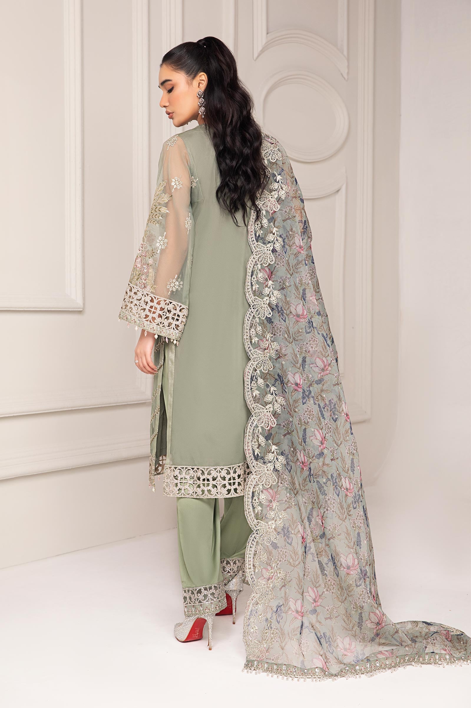 Maria B | Pre Fall Dresses | 3 Piece Embroidered Organza Suit TT - Pakistani Designer Dress - by Maria B - Type : Ladies Clothes - 100% Original at Saira Sultan