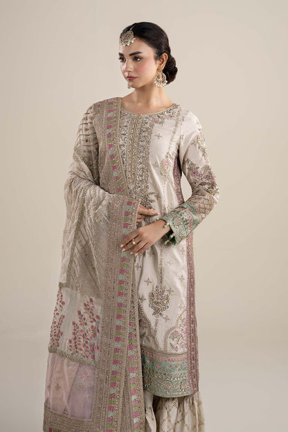 Maria B | Pre Fall Dresses | 3 Piece Embroidered Bamber Raw Silk Suit HH - Pakistani Designer Dress - by Maria B - Type : Ladies Clothes - 100% Original at Saira Sultan