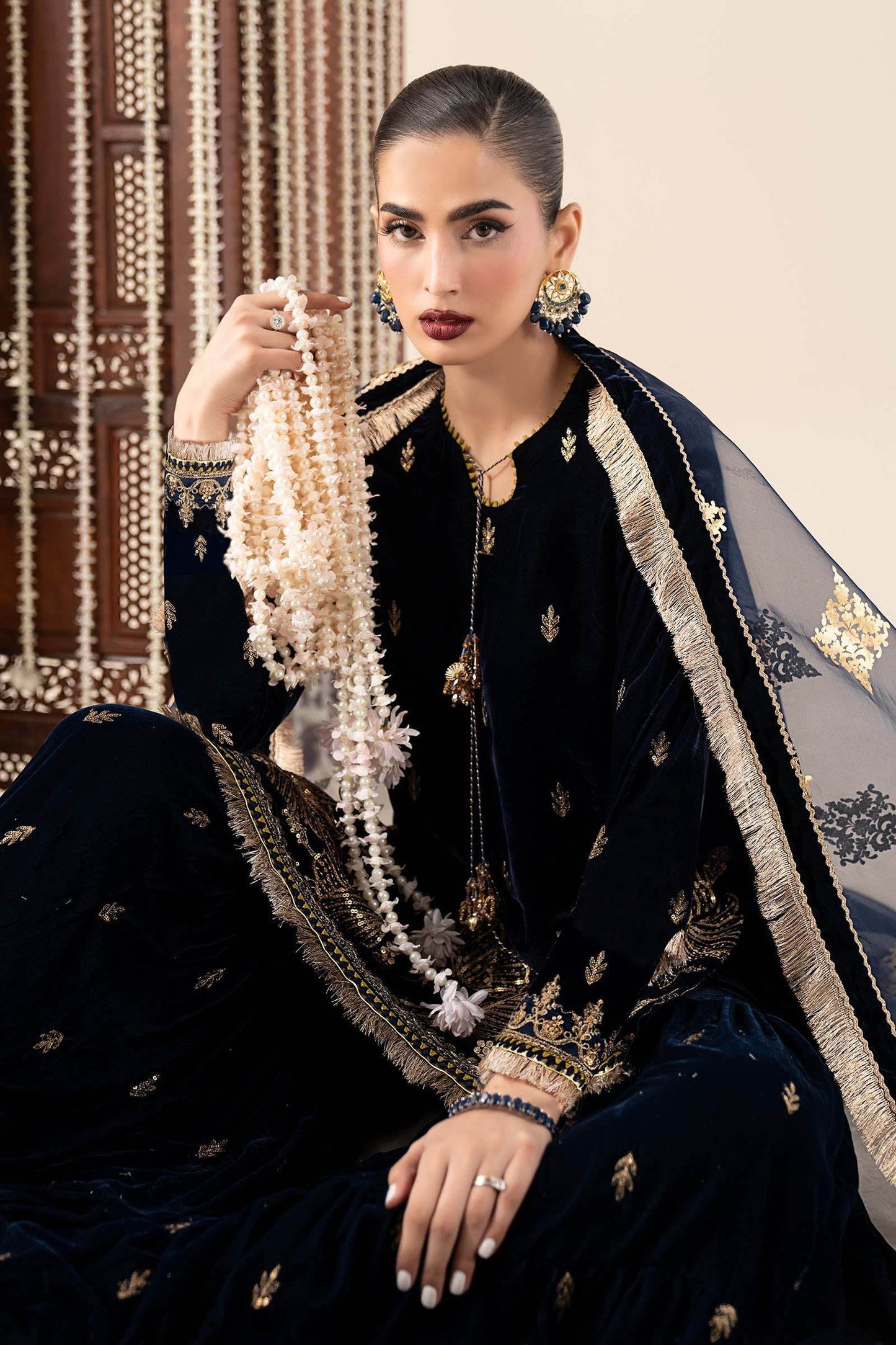 Maria B | Pre Fall 25 | SF-W25-43-Navy Blue by Maria B - Designer Dress - Type : Ladies Clothes - Available at Saira Sultan - 100% Original 