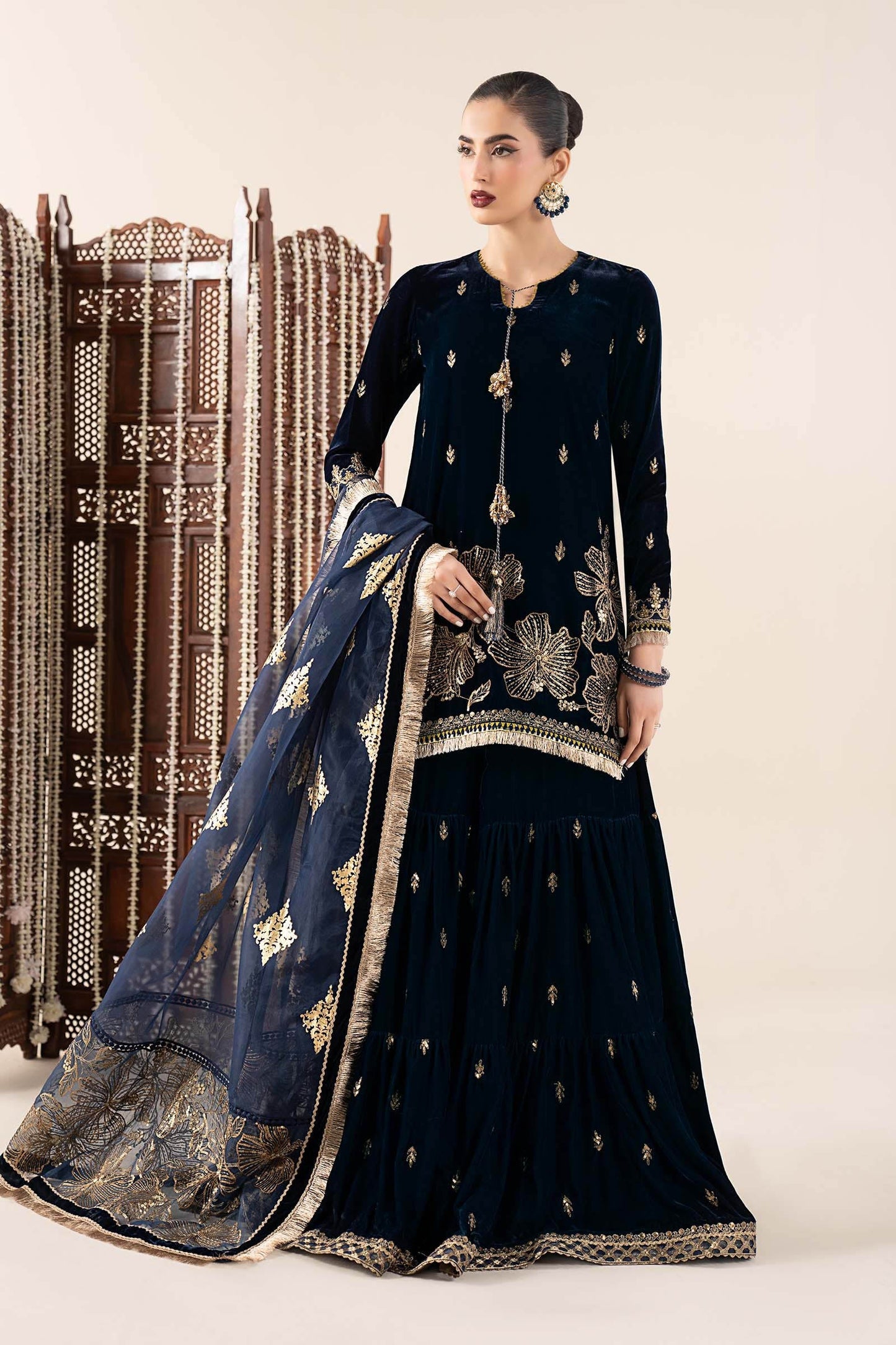 Maria B | Pre Fall 25 | SF-W25-43-Navy Blue by Maria B - Designer Dress - Type : Ladies Clothes - Available at Saira Sultan - 100% Original 