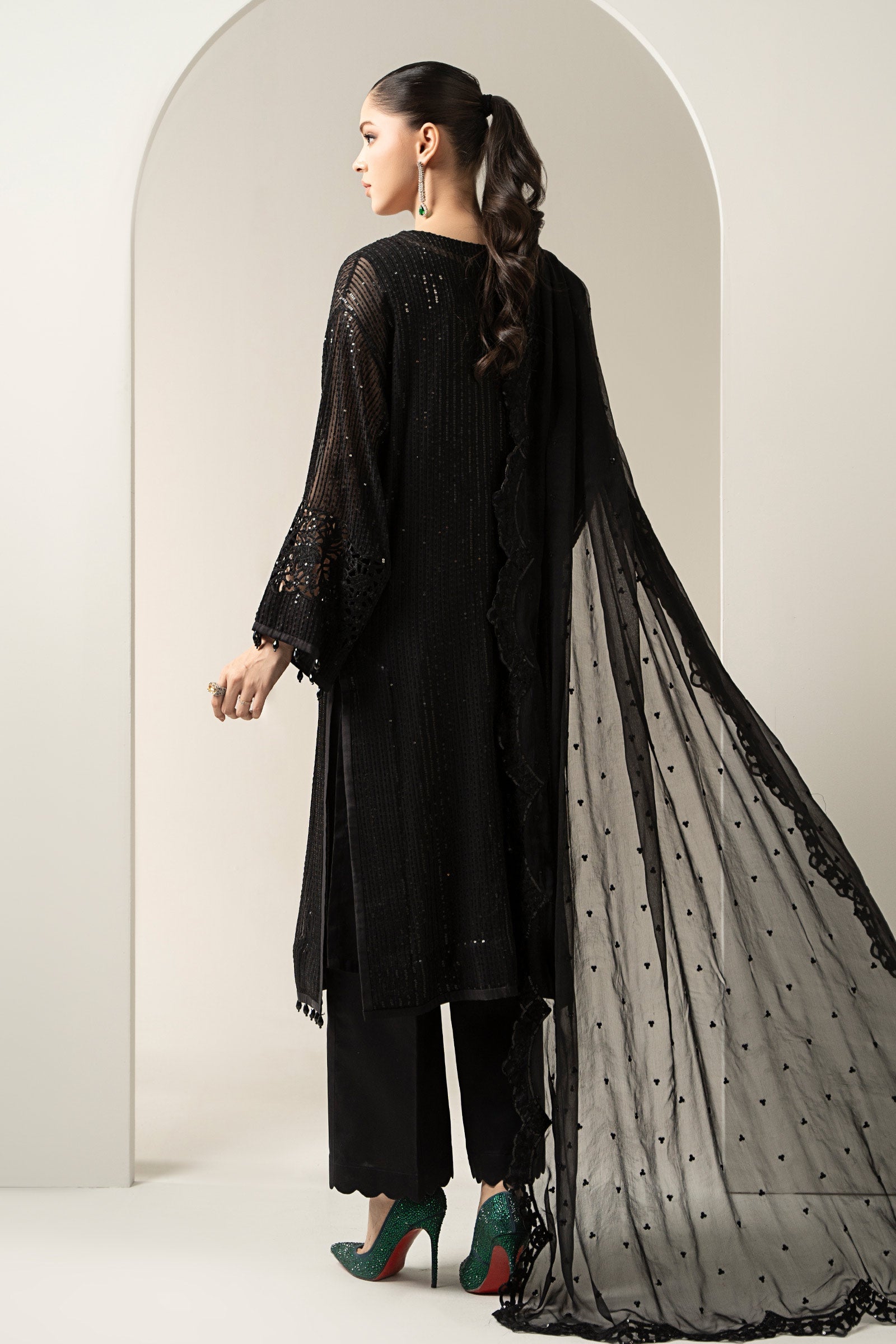 Maria B | Formal Wears | SF-EA25-03 S Black Chiffon