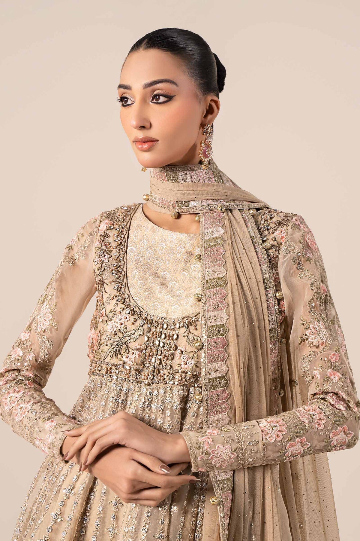 Maria B | Formal Wears | SF-EF25-43 M Beige Organza