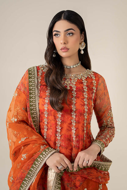 Maria B | Formal Wears | SF-EF25-03 M Carrot Pink Organza