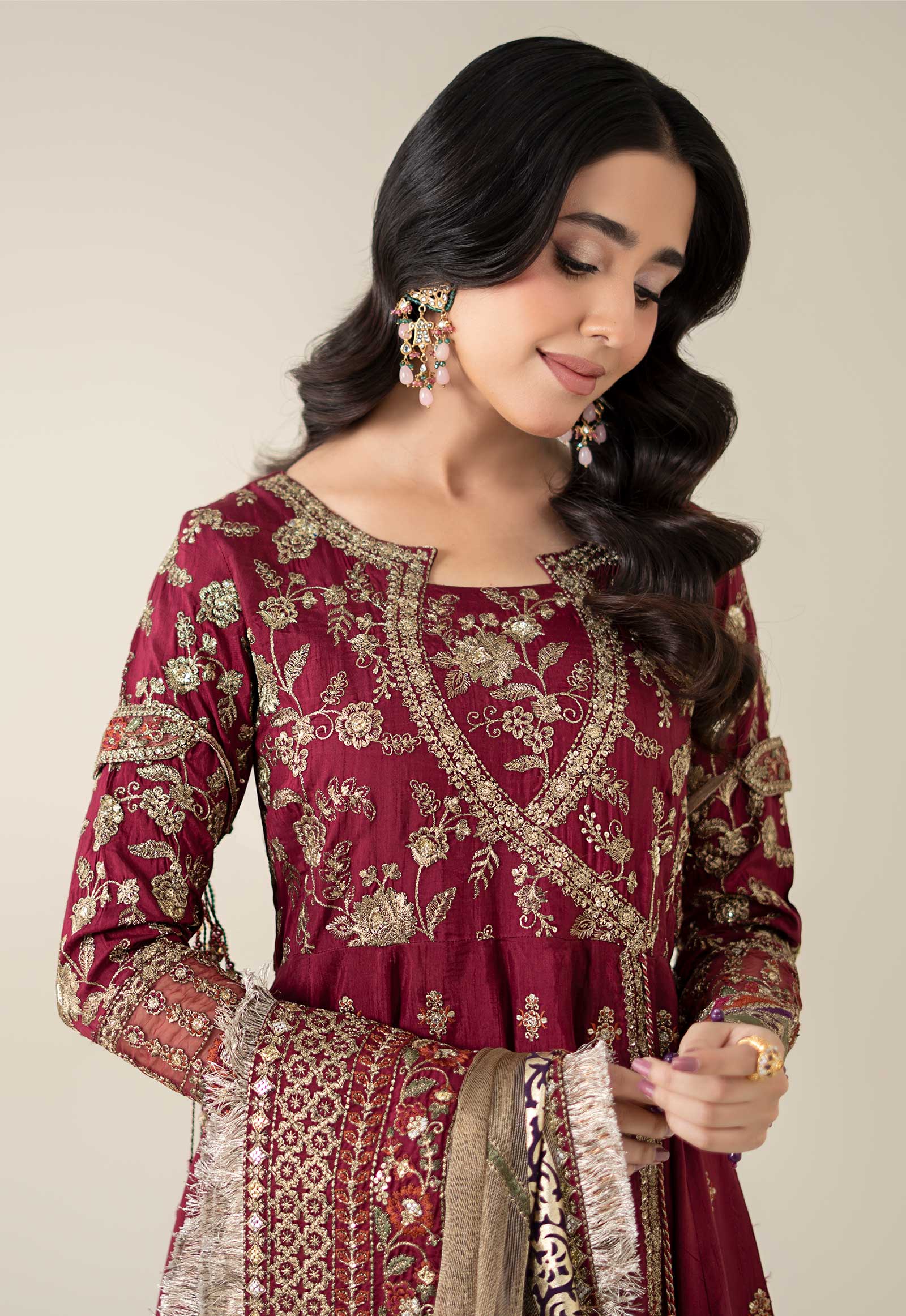 Maria B | Formal Wears | SF-EF25-27 M Magenta Raw Silk
