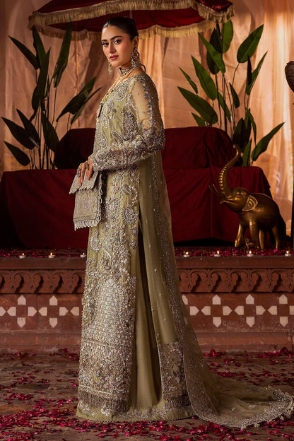 Motifz | Bridal Couture | 0016-MEERAZ EMBROIDERED ORGANZA STITCHED Custom Size Olive Green Organza
