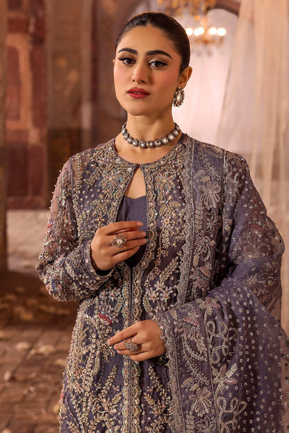 Motifz | Bridal Couture | 0018-ZURIAH EMBROIDERED ORGANZA STITCHED M Gray Organza