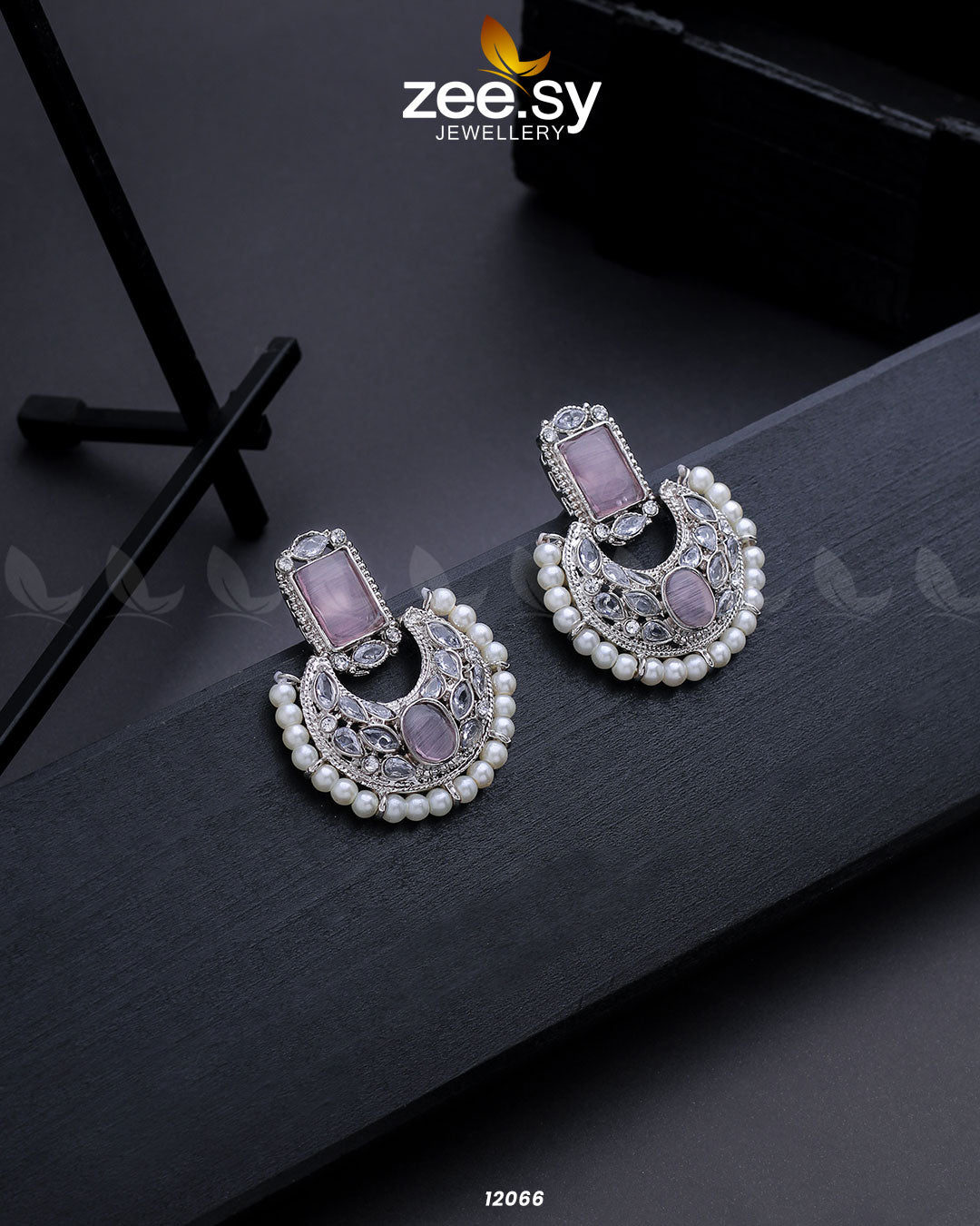Silver Cluster Pearl Earring Mint Pink