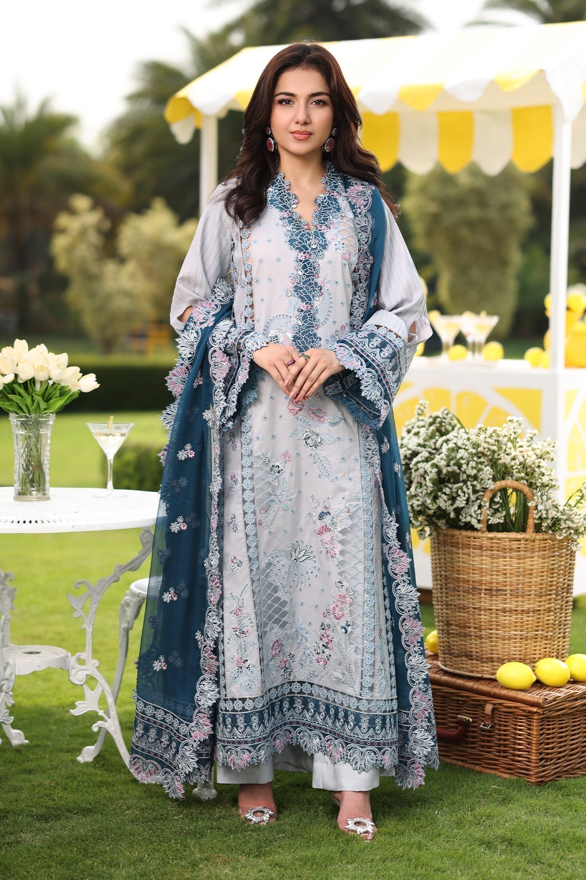 Imrozia Premium | Hayam Luxury Lawn 25 | SL 96 MUNIRA XS Silver Lawn