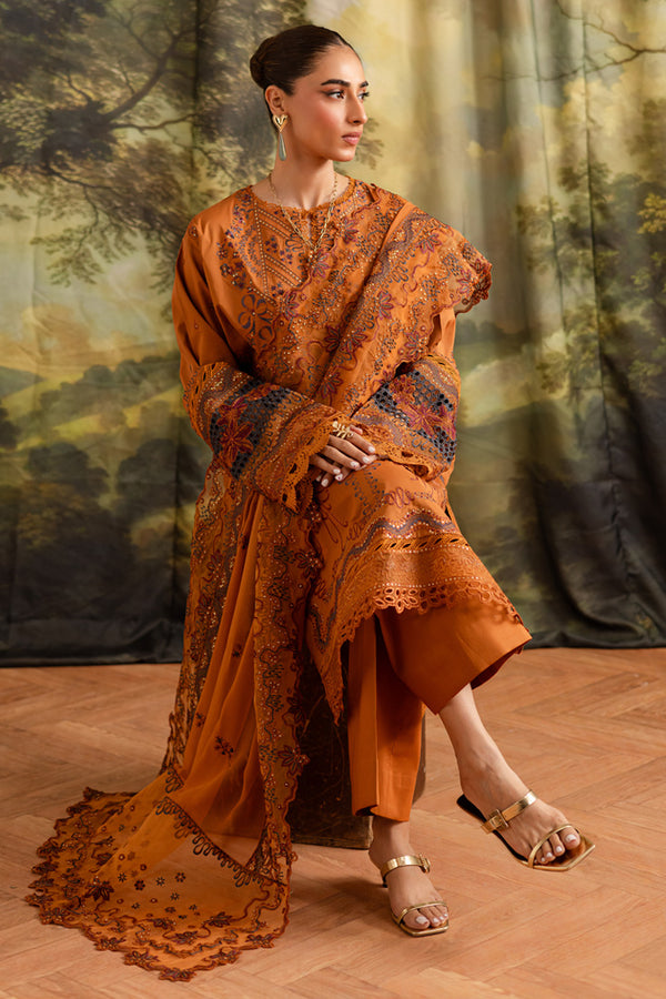 Marjjan | Guzel Lawn | SMC 208-A (Rust) - Pakistani Designer Dress - by Marjjan - Type : Ladies Clothes - 100% Original at Saira Sultan