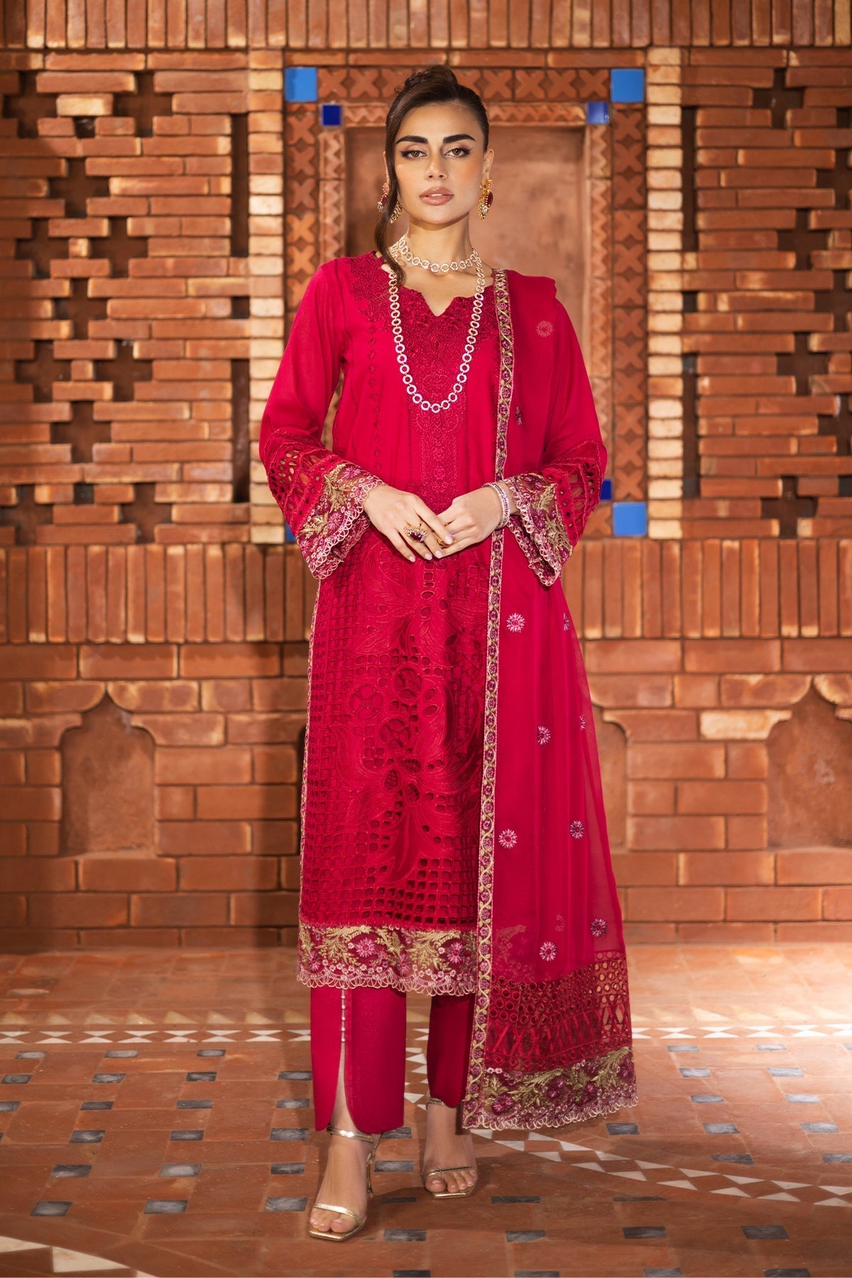Imrozia Premium | Naya Luxury Eid Edit | SP-54 RINZA XS pale red Lawn